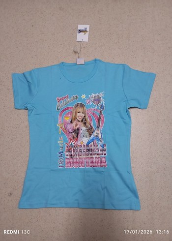 Mavi Baskılı Kız Çocuk Kısa Kollu Tişört - Görsel 4