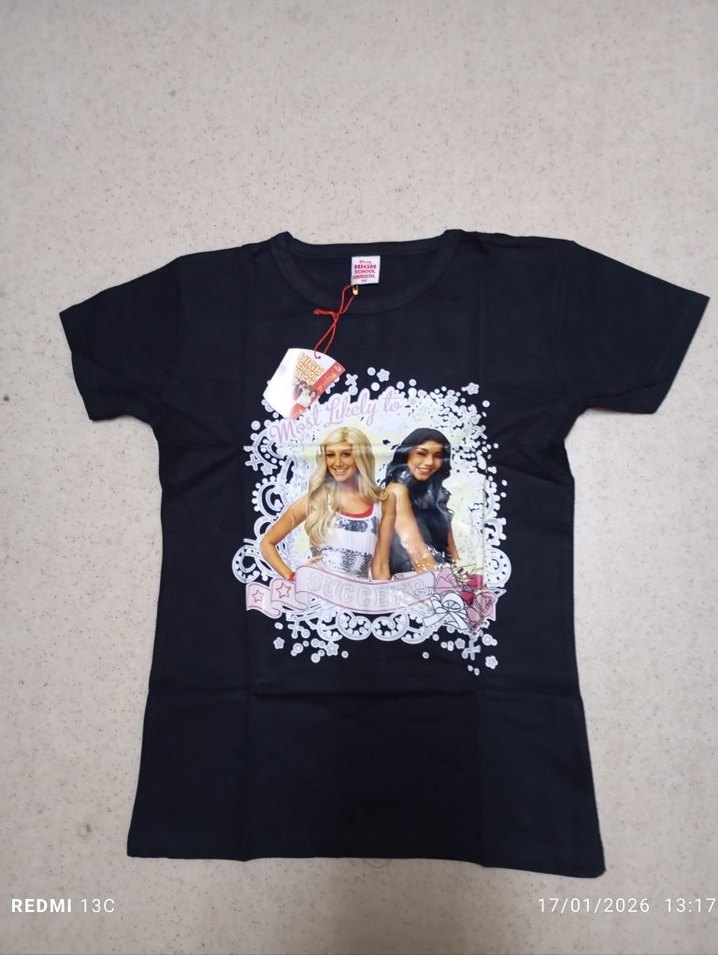 Mavi Baskılı Kız Çocuk Kısa Kollu Tişört - Görsel 2