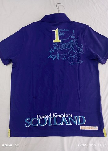 Mor Erkek Polo Tişört Düğmeli ve Baskılı - Görsel 2