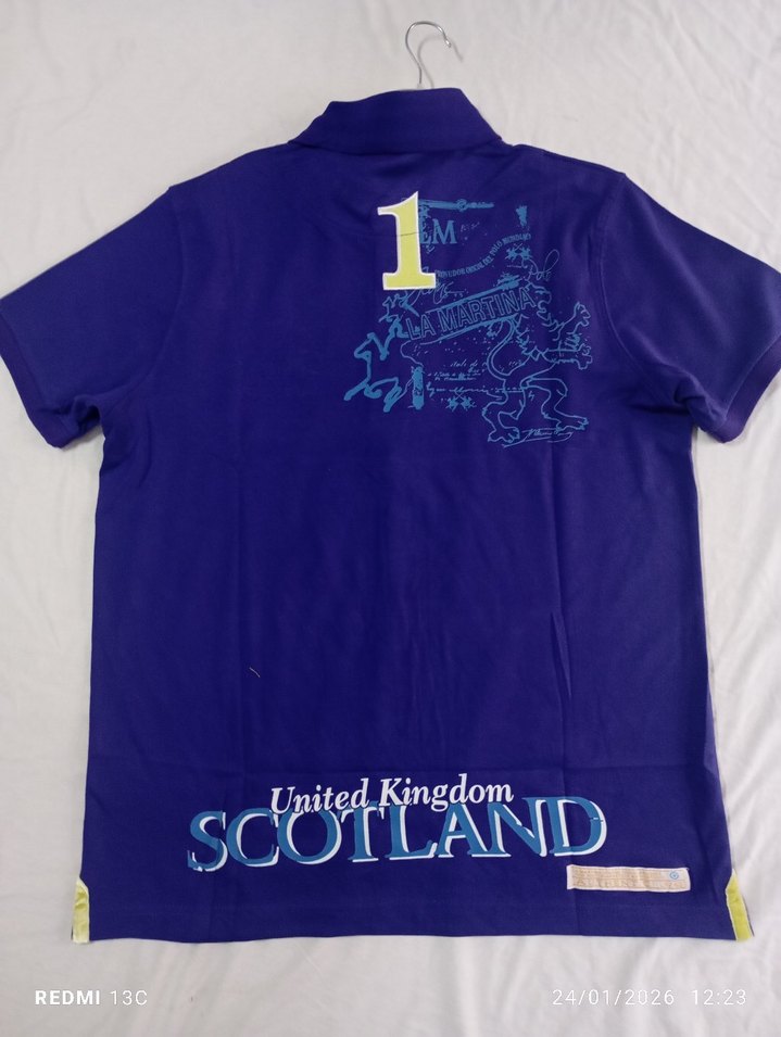 Mor Erkek Polo Tişört Düğmeli ve Baskılı - Görsel 2