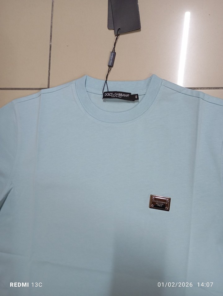 oversize Mavi Kısa Kollu Erkek Tişört - Görsel 2