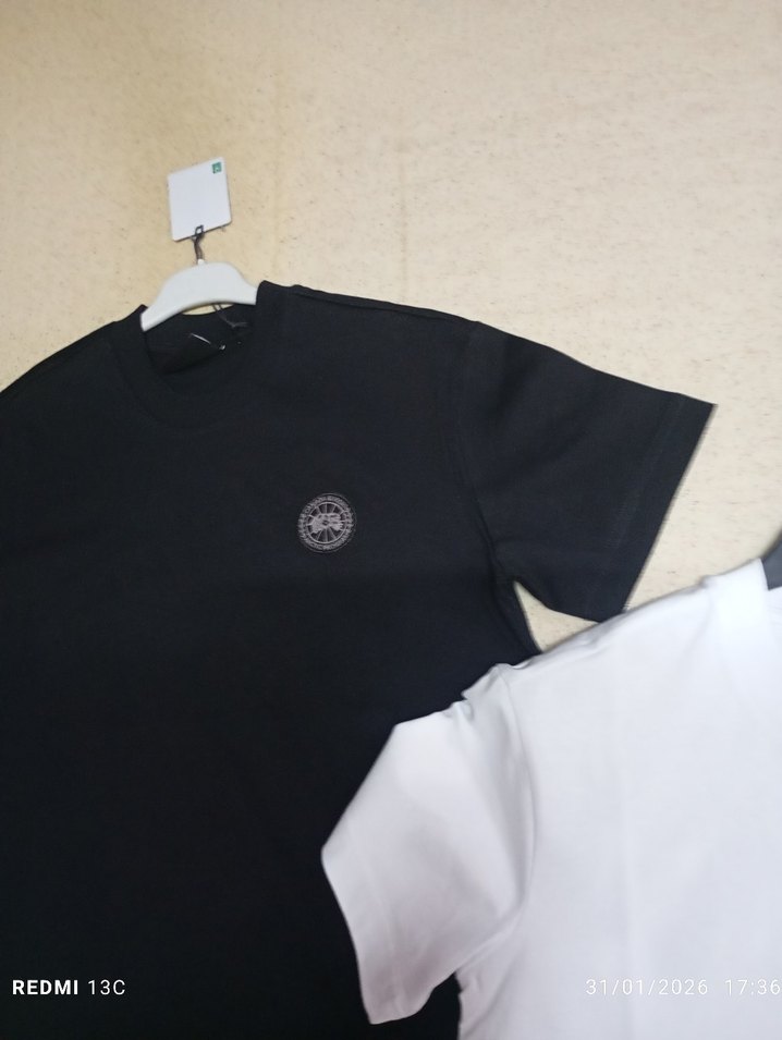 oversiize Beyaz Pamuklu Erkek Tişört, Kısa Kollu, s.m.l.xl.xxl - Görsel 2