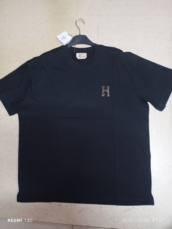 Siyah Erkek Süet Tişört, Yuvarlak Yaka, Rahat Kesim siya beya - Görsel 2