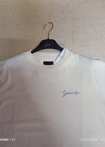 oversize Loro Piana Beyaz Erkek Tişört - Görsel 2