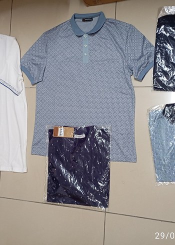 Renkli Desenli Kısa Kollu Polo Yaka Tişört yazlık tekleme toptan - Görsel 6