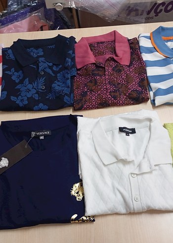 Renkli Desenli Kısa Kollu Polo Yaka Tişört yazlık tekleme toptan - Görsel 2