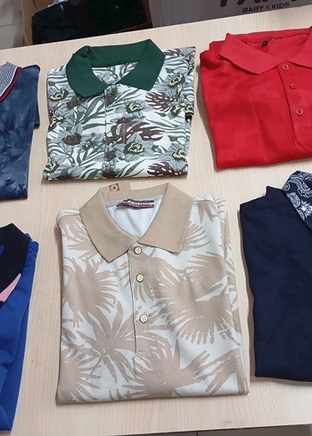 Renkli Desenli Kısa Kollu Polo Yaka Tişört yazlık tekleme toptan - Görsel 4