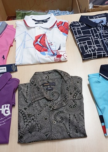 Renkli Desenli Kısa Kollu Polo Yaka Tişört yazlık tekleme toptan - Görsel 9