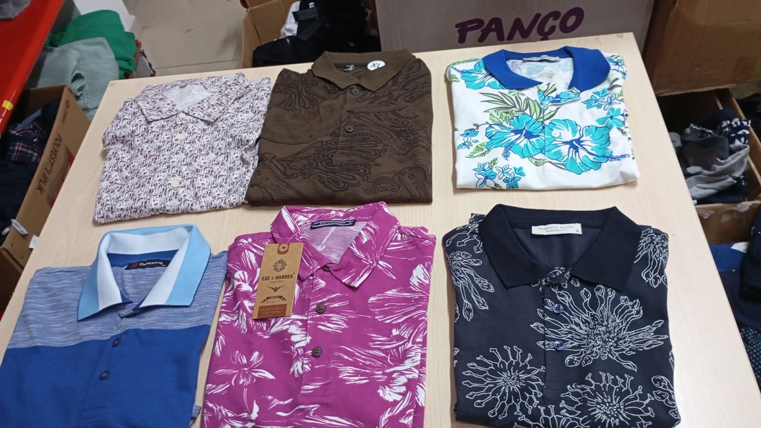 Renkli Desenli Kısa Kollu Polo Yaka Tişört yazlık tekleme toptan - Görsel 3