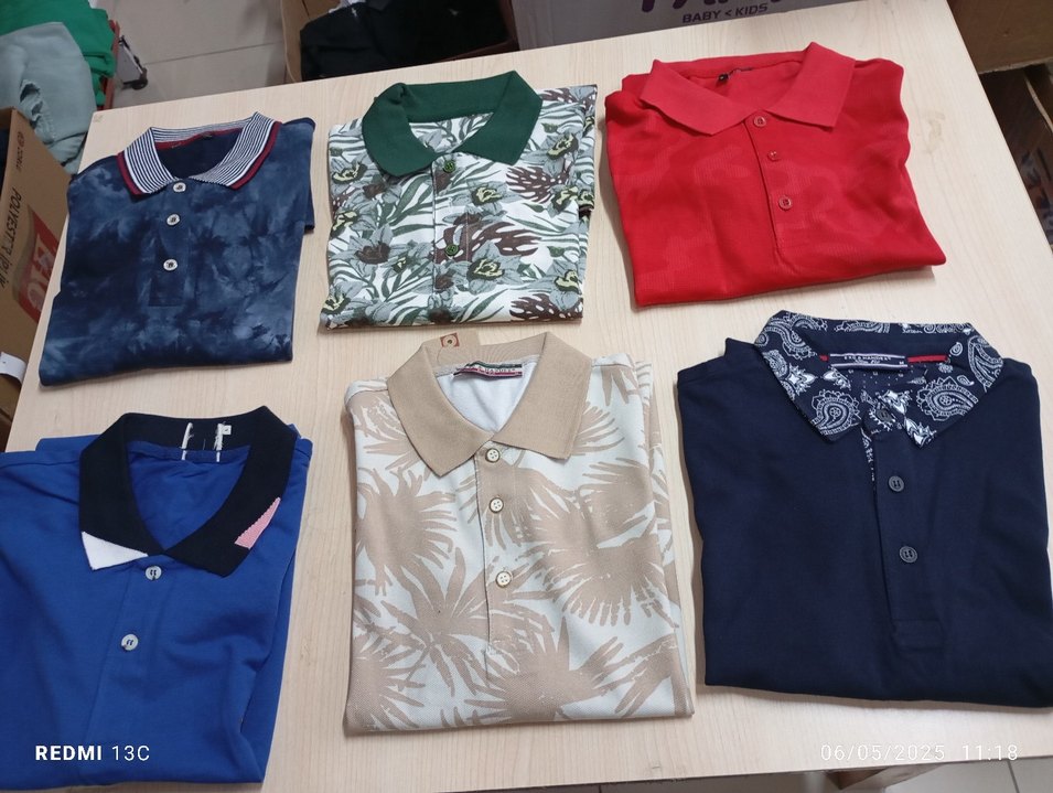 Renkli Desenli Kısa Kollu Polo Yaka Tişört yazlık tekleme toptan - Görsel 4