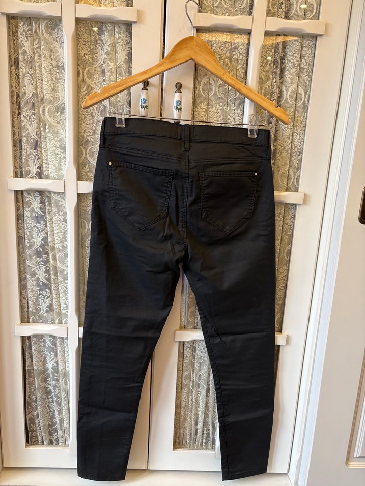 River Island Siyah Deri Kadın Pantolon /38 - Görsel 2