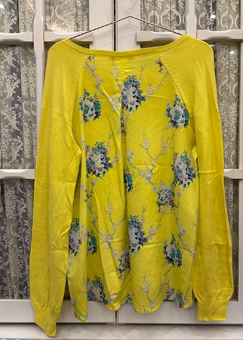 Oasis Sarı Bohem Arkası Çiçekli Şifon Triko Kazak - Görsel 3