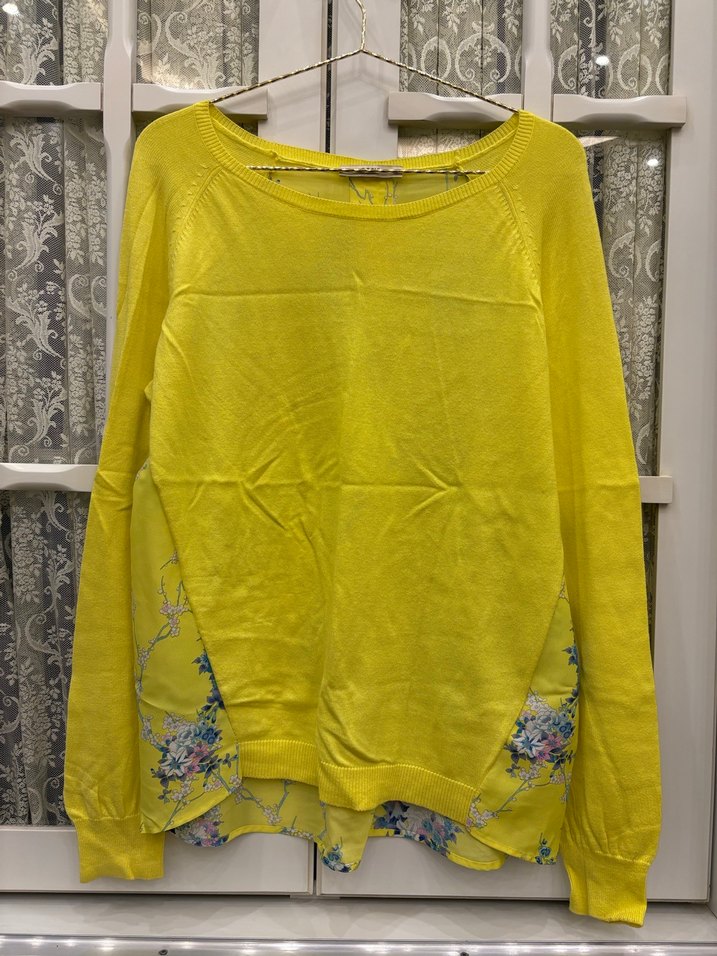 Oasis Sarı Bohem Arkası Çiçekli Şifon Triko Kazak - Görsel 2