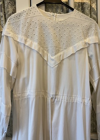 Touche Beyaz Nakışlı Uzun Elbise /36 - Görsel 4