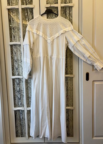 Touche Beyaz Nakışlı Uzun Elbise /36 - Görsel 2