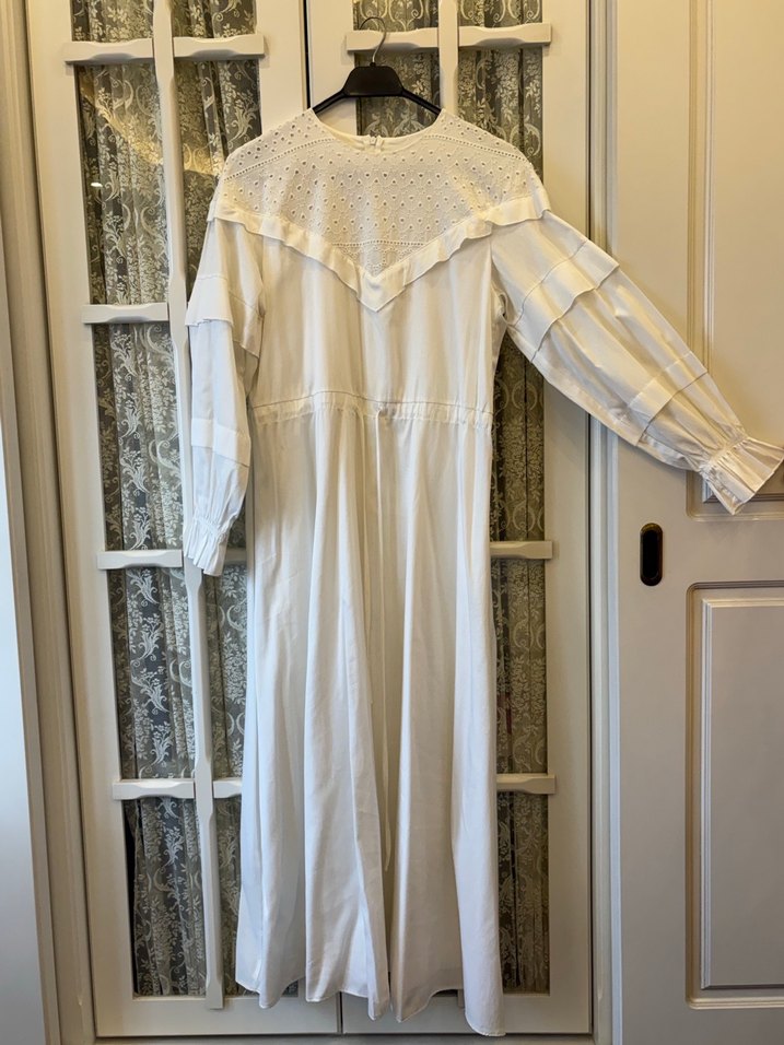 Touche Beyaz Nakışlı Uzun Elbise /36 - Görsel 2