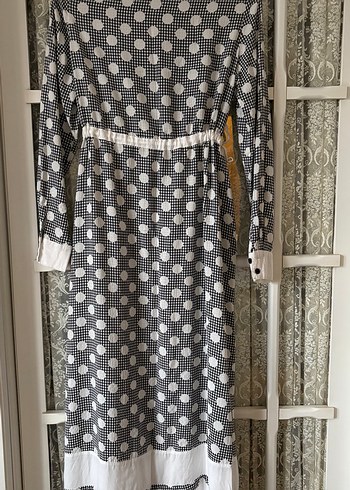 Puantiye Desenli Uzun Gri Bohem Elbise - Görsel 5