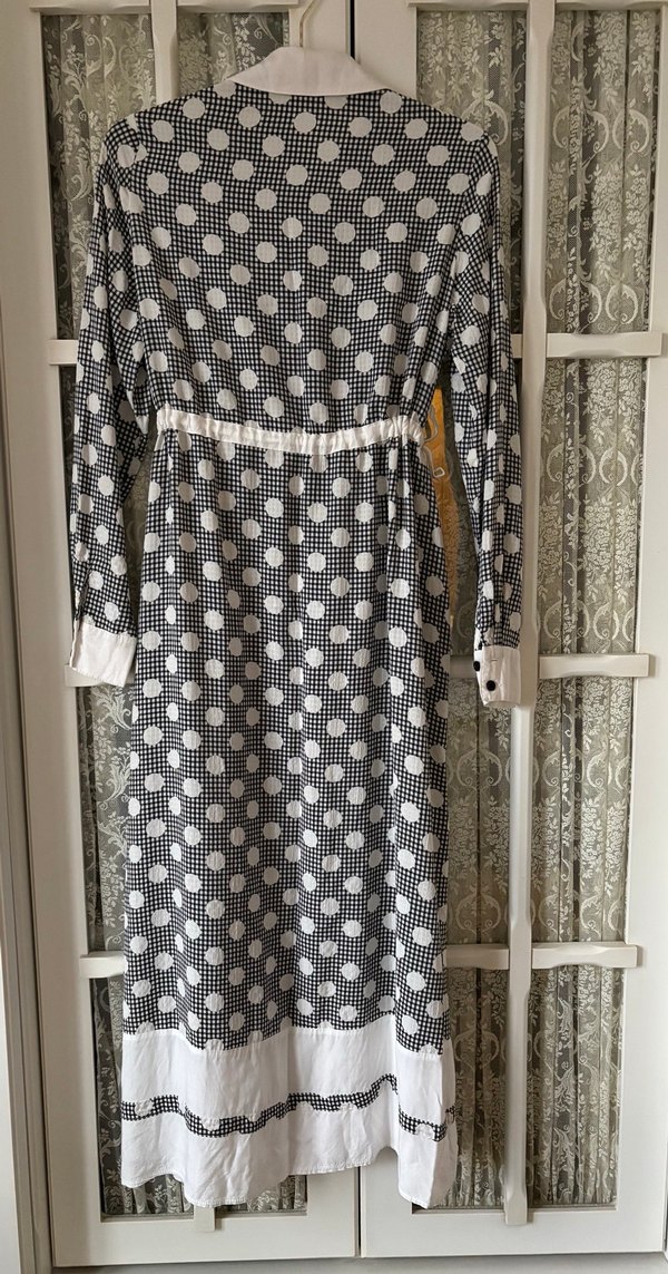 Puantiye Desenli Uzun Gri Bohem Elbise - Görsel 5