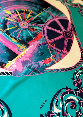 Aker Renkli Deniz Temalı Kadın Eşarp - Görsel 5