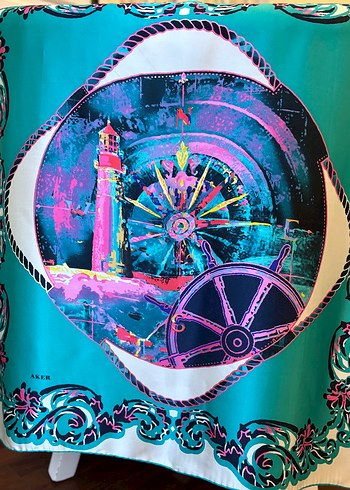 Aker Renkli Deniz Temalı Kadın Eşarp - Görsel 3