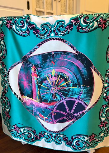 Aker Renkli Deniz Temalı Kadın Eşarp - Görsel 4