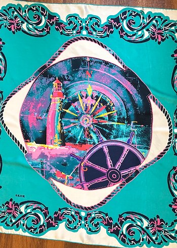 Aker Renkli Deniz Temalı Kadın Eşarp - Görsel 10