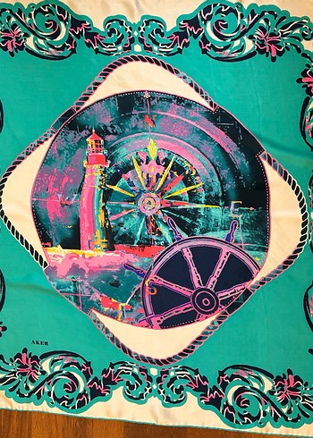 Aker Renkli Deniz Temalı Kadın Eşarp - Görsel 2