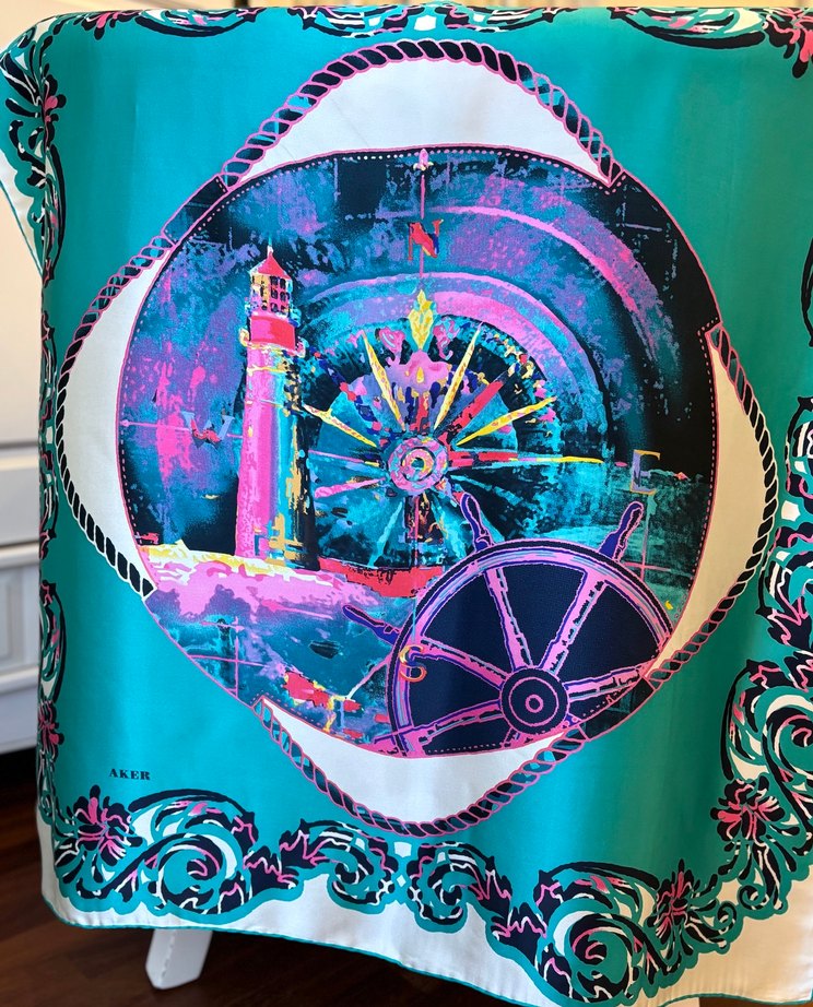 Aker Renkli Deniz Temalı Kadın Eşarp - Görsel 3