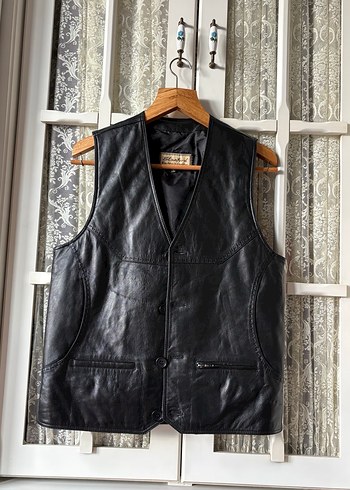 Siyah Deri Yelek - Görsel 4