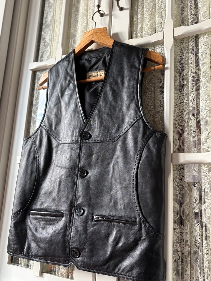 Siyah Deri Yelek - Görsel 2