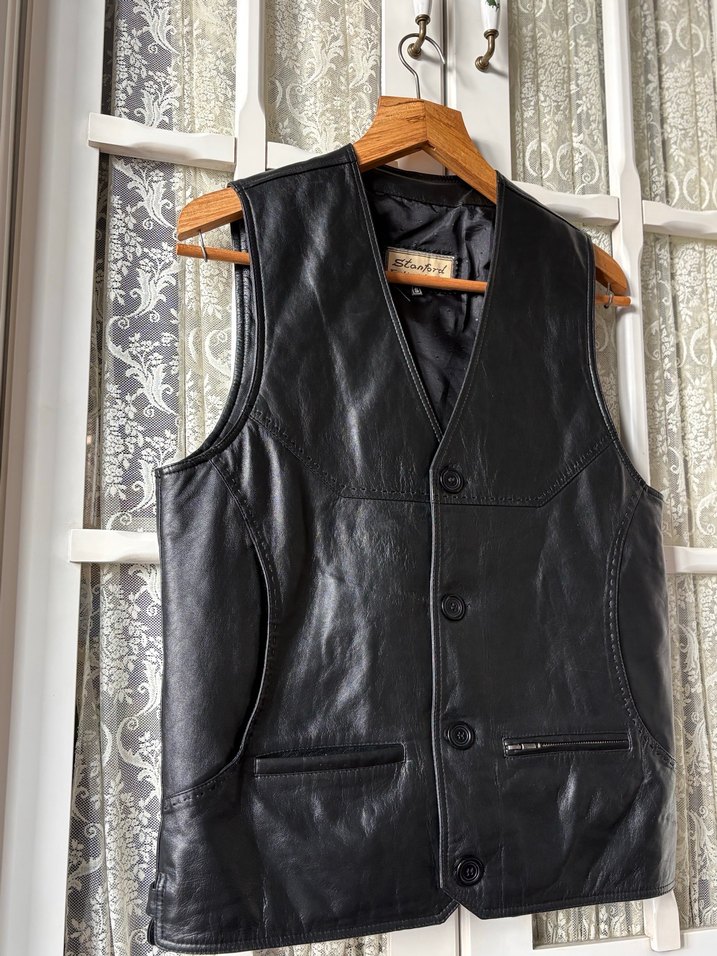 Siyah Deri Yelek - Görsel 3