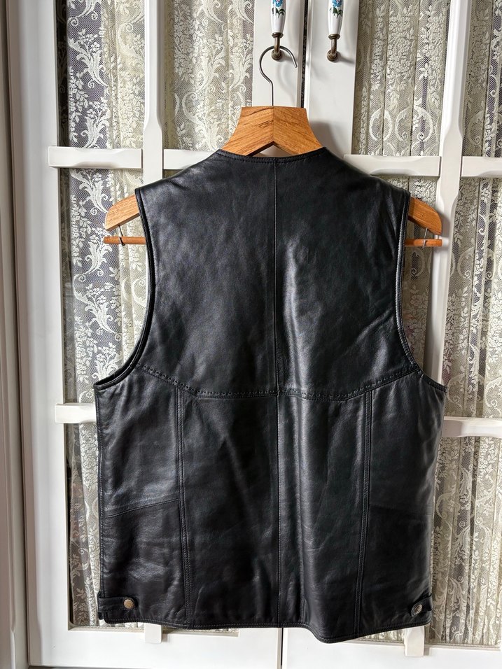 Siyah Deri Yelek - Görsel 5