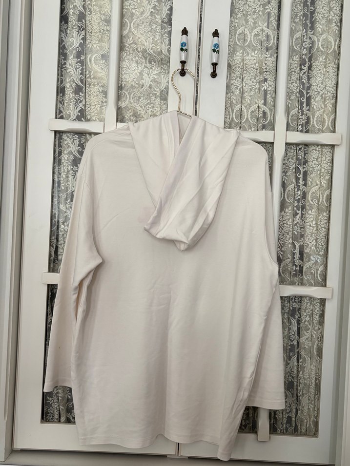 Touche Beyaz Kapüşonlu Kadın Sweatshirt - Görsel 5