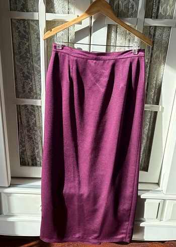 Mürdüm Uzun Drapeli Kadın Etek - Görsel 4