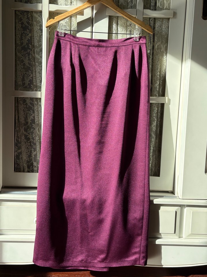 Mürdüm Uzun Drapeli Kadın Etek - Görsel 3