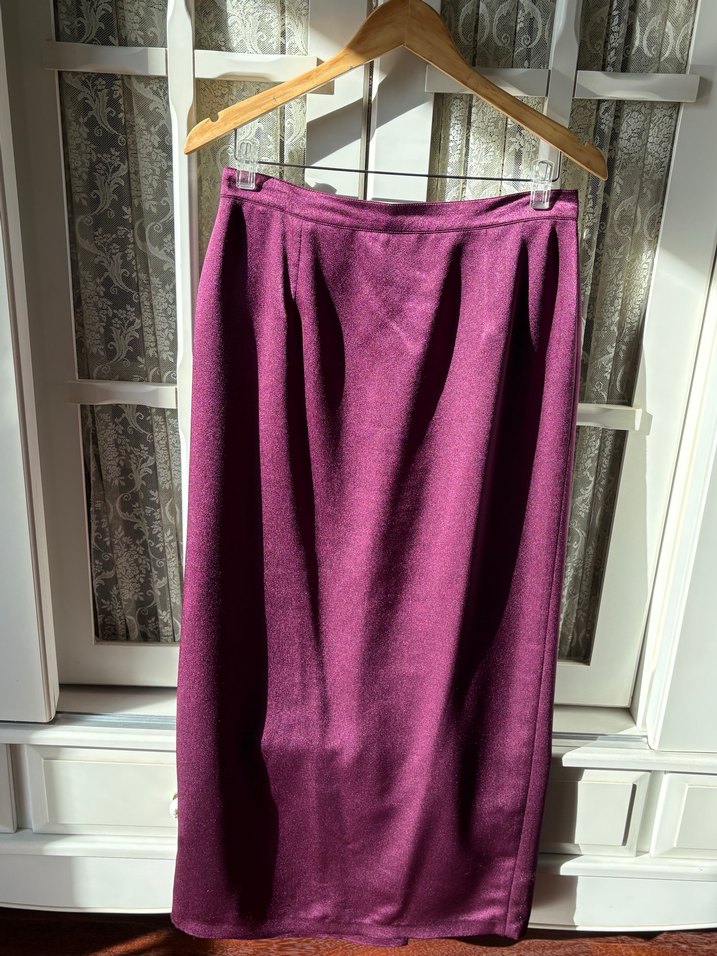 Mürdüm Uzun Drapeli Kadın Etek - Görsel 4