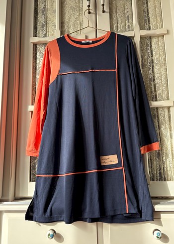 Turuncu Lacivert Penye Tunik - Görsel 3