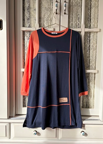 Turuncu Lacivert Penye Tunik - Görsel 2