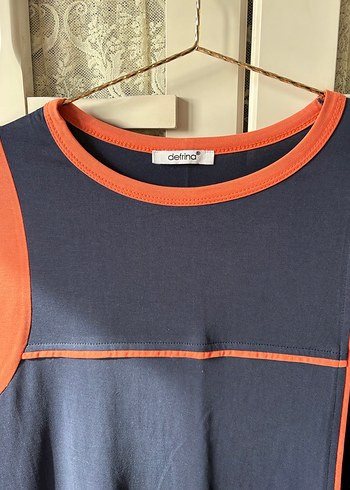 Turuncu Lacivert Penye Tunik - Görsel 4