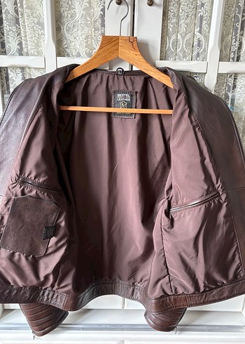 Kahverengi Deri Ceket/Mont - Görsel 8