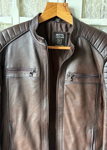 Kahverengi Deri Ceket/Mont - Görsel 7
