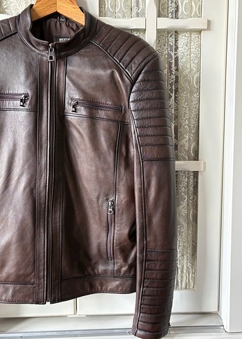 Kahverengi Deri Ceket/Mont - Görsel 3