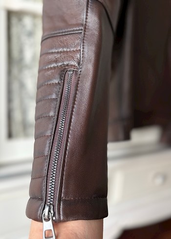 Kahverengi Deri Ceket/Mont - Görsel 13
