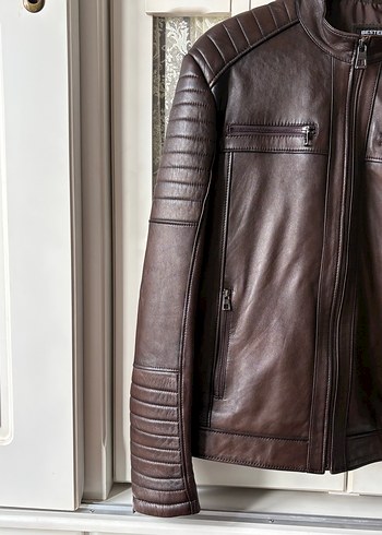 Kahverengi Deri Ceket/Mont - Görsel 2
