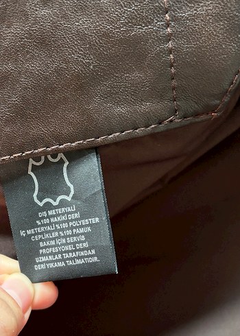 Kahverengi Deri Ceket/Mont - Görsel 16