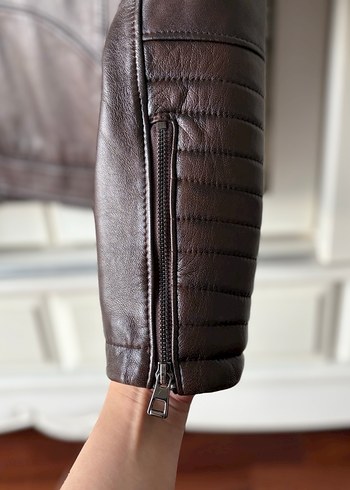 Kahverengi Deri Ceket/Mont - Görsel 12