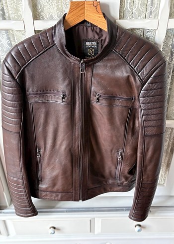 Kahverengi Deri Ceket/Mont - Görsel 5