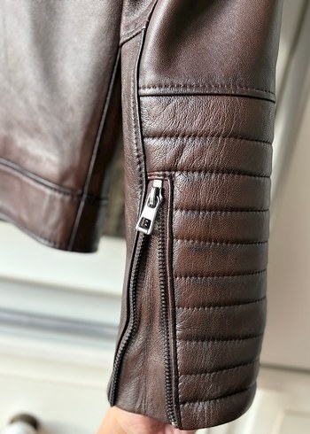 Kahverengi Deri Ceket/Mont - Görsel 15