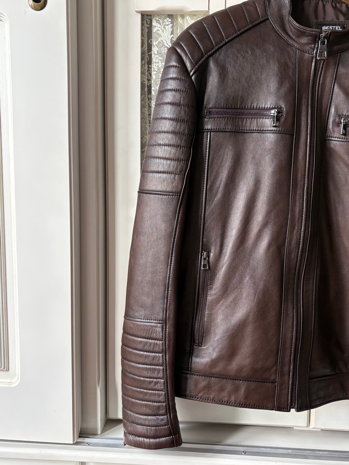 Kahverengi Deri Ceket/Mont - Görsel 2