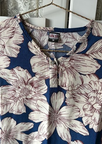 Kadın Lacivert Çiçek Desenli Uzun Kollu Tunik - Görsel 4